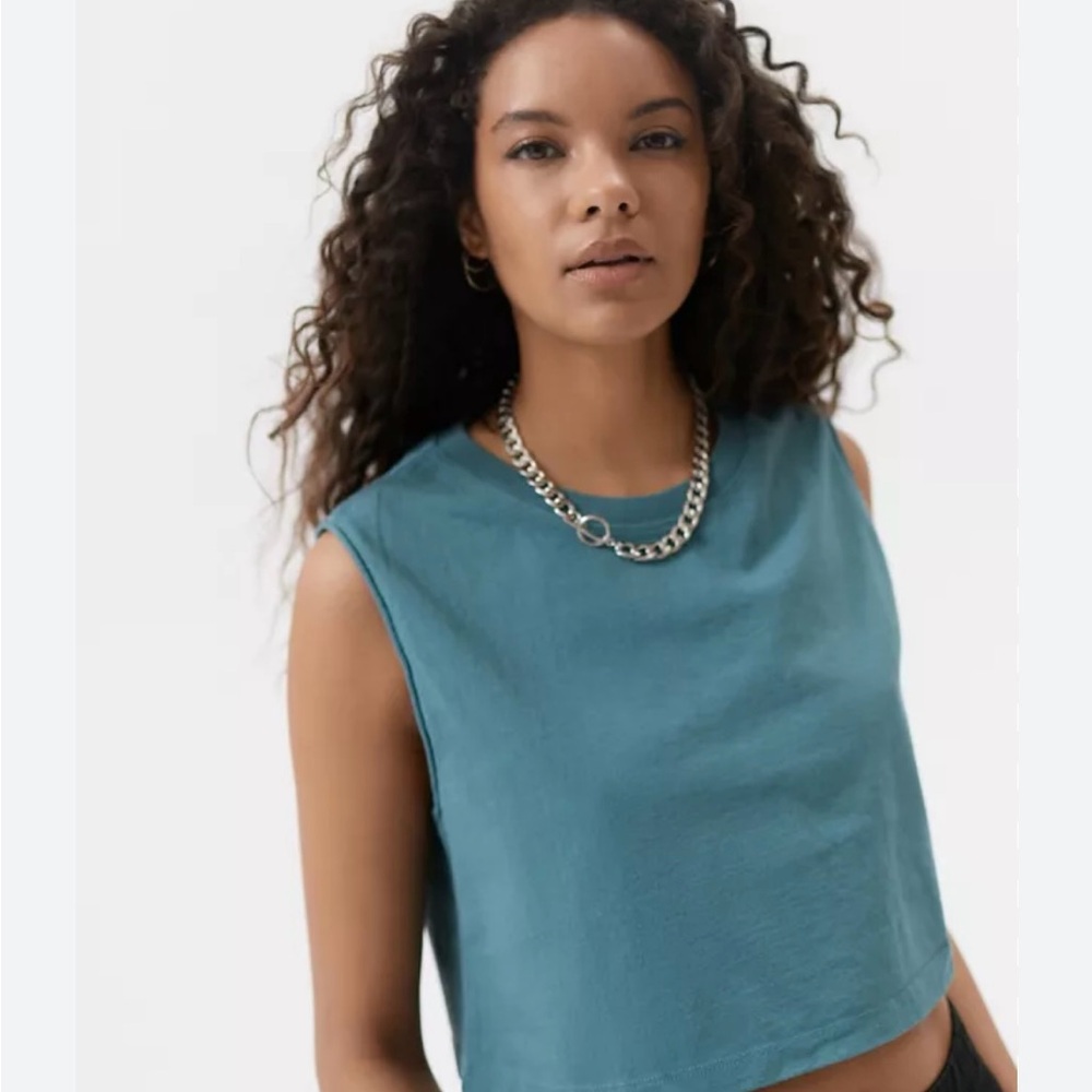 BDG NWOT Green Blue Boxy Crop Muscle Tee, Size Small